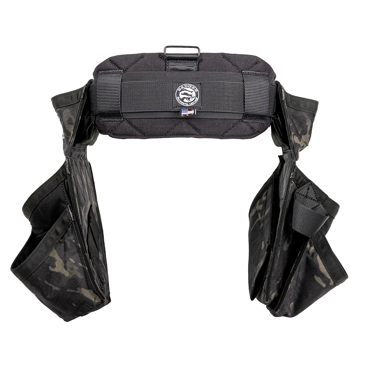 Badger Side-by-side Carpenter Belt, black camo, empty back view