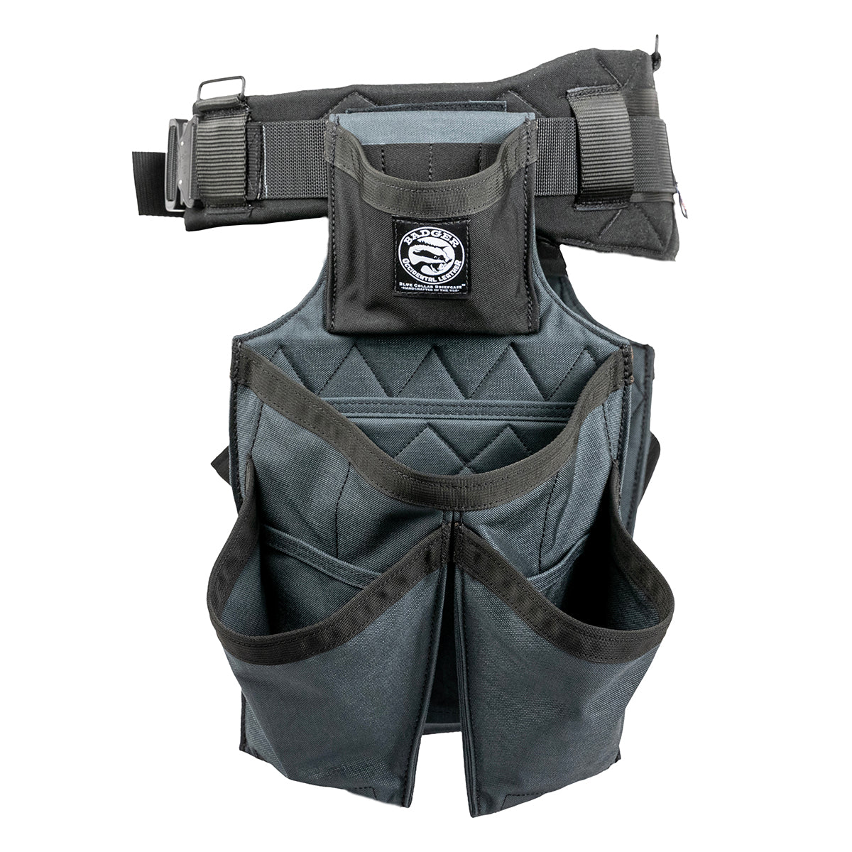 Badger Side-by-side Framer Belt, gunmetal, empty fastener side view