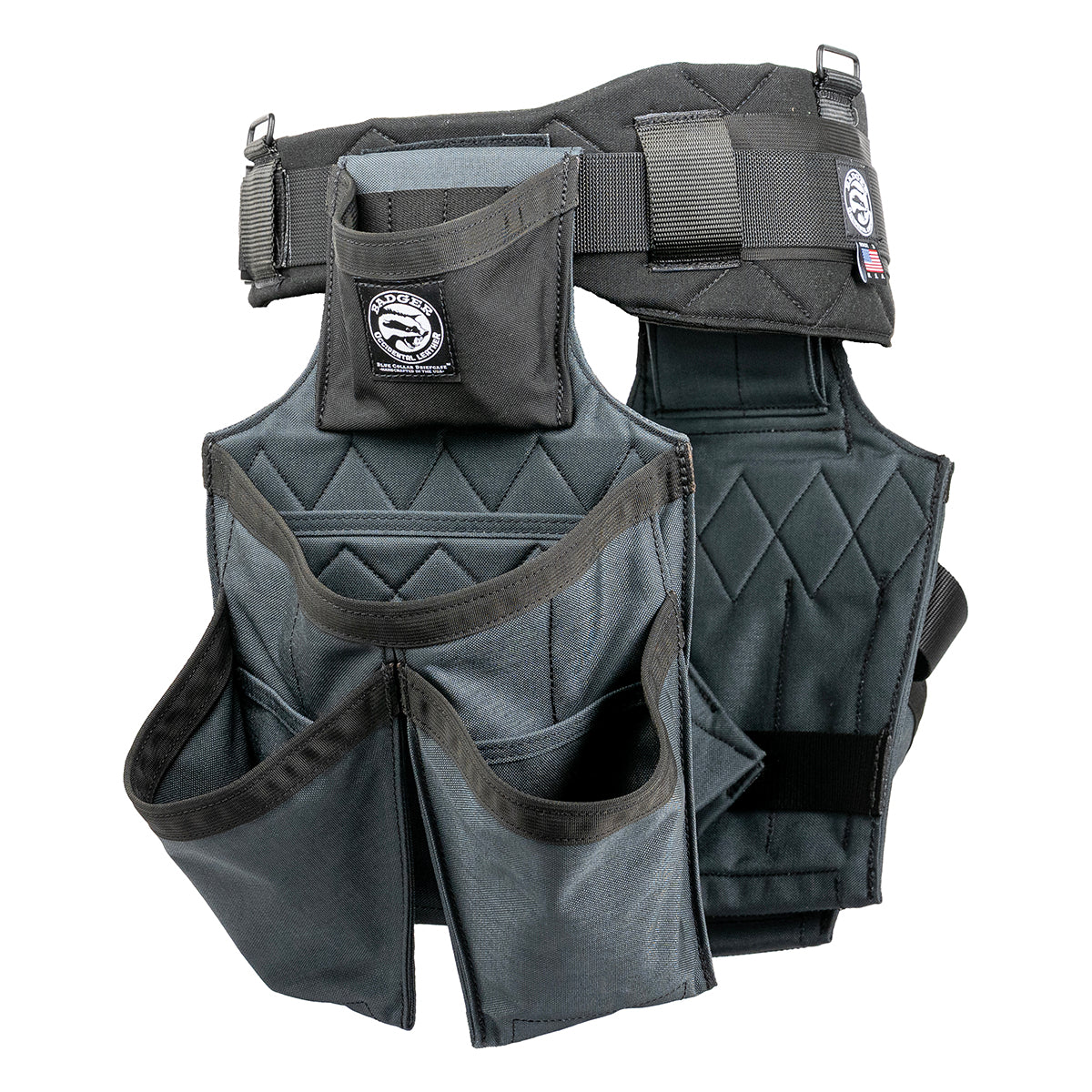 Badger Side-by-side Framer Belt, gunmetal, empty fastener angled view