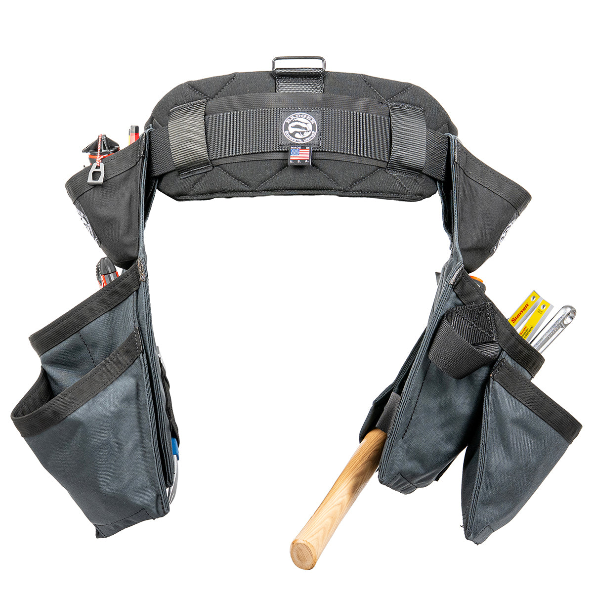 Badger Side-by-side Framer Belt, gunmetal, filled back view