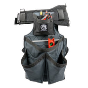 Badger Side-by-side Framer Belt, gunmetal, filled fastener side view