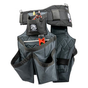 Badger Side-by-side Framer Belt, gunmetal, filled fastener angled view