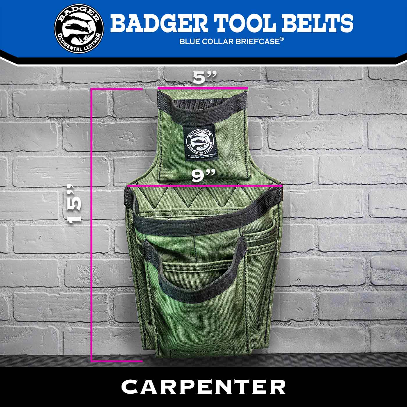 Carpenter Fastener Bag size/dimensions