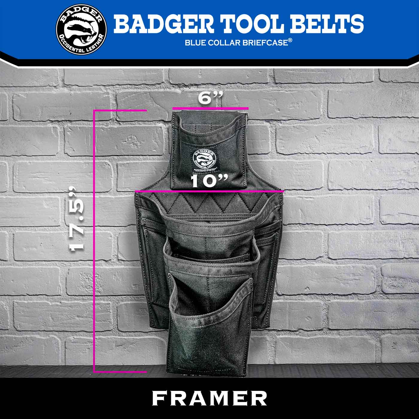 Framer Fastener Bag size/dimensions